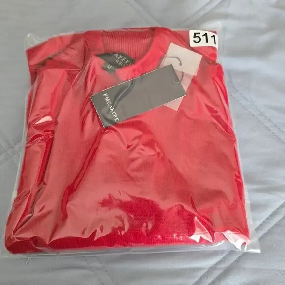 NWT Women's Red Cashmere Sweater M Mock Neck Classic Holiday Christmas Luxury - Picture 7 of 7